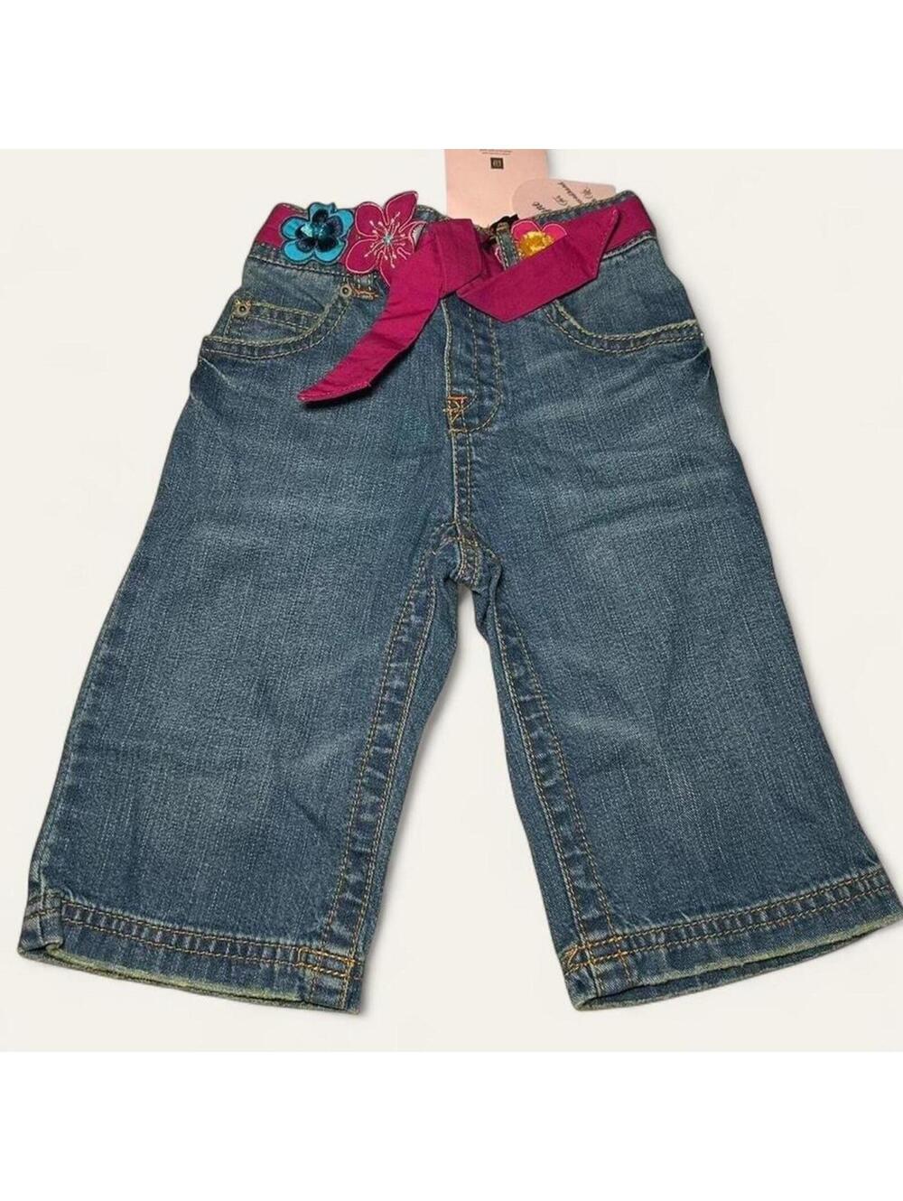 Baby Gap Blue Jeans Pink Belt Floral NWT Size 2T